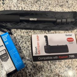 Camera Accessories - Monopod, Smart Battery Grip, Flash