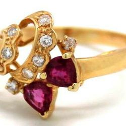 Ladies Ruby/18K Birthstone Ring