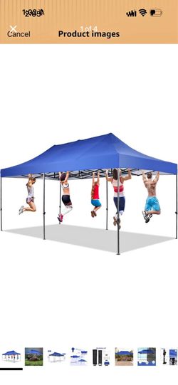 10x20ft Instant Pop up Canopy, Folding Heavy Duty Height Adjustable Shelter Gazebos with Wheeled Bag
