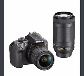 Nikon - D3400 DSLR Camera with AF-P DX 18-55mm G VR and 70-300mm G ED Lenses - Black