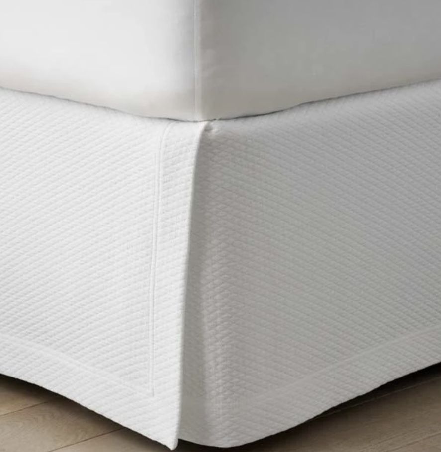 Queen White Matelasse Hotel Collection Bed Skirt