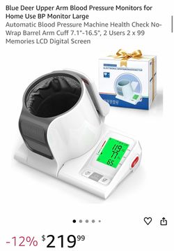 Blue Deer Upper Arm Blood Pressure Monitors for Home Use BP Monitor Large Automatic Blood Pressure Machine Health Check No-Wrap Barrel Arm Cuff 7.1"-1