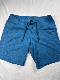 Lululemon Men Current State Board Short 9" Size 36 Blue Unlined Swim Drawstring