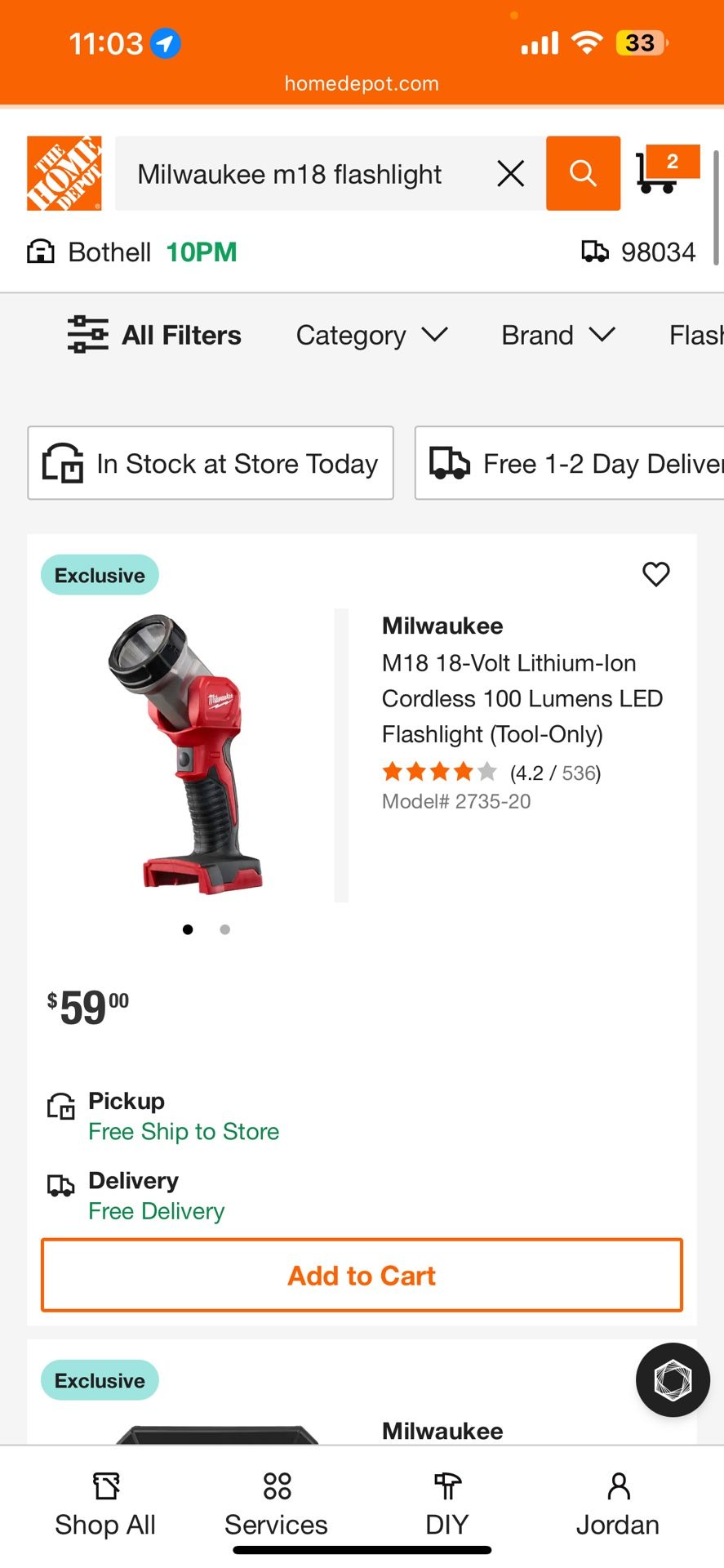 Milwaukee M18 Flash Light New
