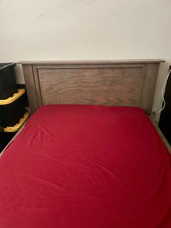 Queen size low platform bed and mattress