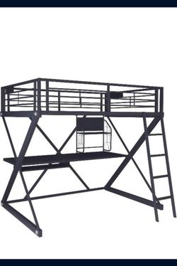 Full size loft bed with desk.