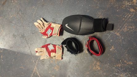 Used Batting Gloves, Nike Sliding glove, Red and Black Nike belts $25
