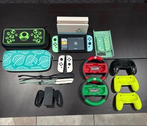 Nintendo Switch Accessories Bundle - Console, Controllers, Cases