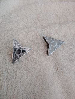 Western collar tips. Silver colored. Vintage accessory.