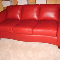 Sofa Set Red Leather 4-piece may separate (make offer)