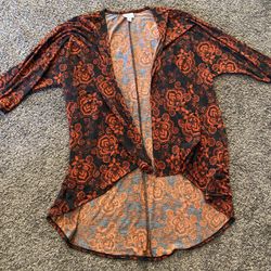 Womans Black And Orange Cardigan Size Medium Fits Up To An XL By LulaRoe #11