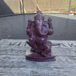 Rare Hand Carved Ruby Ganesh 5"