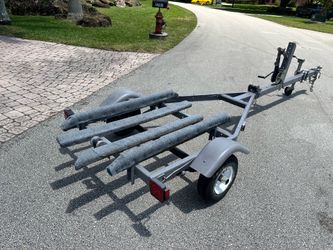 Galvanized Jet ski trailer or small boat up to 16’ . Registration. New winch, new carpet. Ready to load…