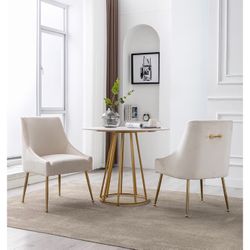 Brand New  Beige Velvet Dining Chair(2 pcs)