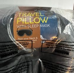 TWO Travel Airplane Neck Pillows & Eye Masks