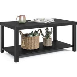 Coffee Table for Living Room, 2-Tier Wood Coffee Table with Storage Shelf Modern Rectangular Center Table,