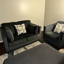 Couch Set With Ottoman And Rug. 