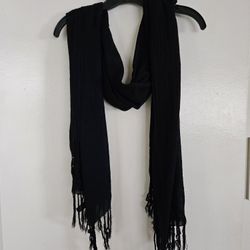 Express Black Fashion Scarf With Fringe - One Size