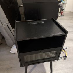 Black Nightstand With Built In Plug In 