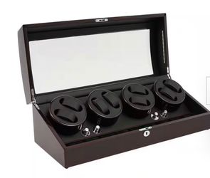 25 in. x 10 in. x 8.5 in. Dark Brown 8-Watch Winder Wood MDF 9 Watches Storage Display Watch Box
