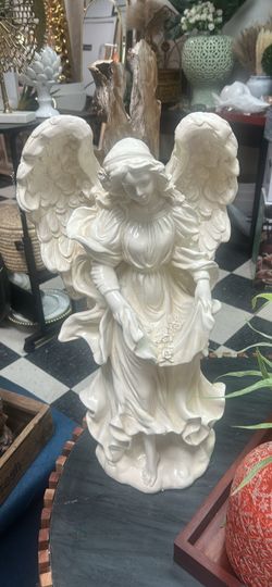 Large Cream Angel Figurine Statue