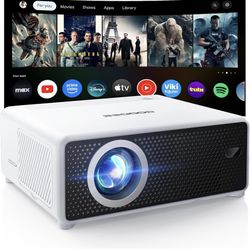 Mini Smart Projector with WiFi and Bluetooth - Compatible with Netflix/YouTube/PrimeVideo, Electric Focus & Keystone, Short Throw Portable Video Proje