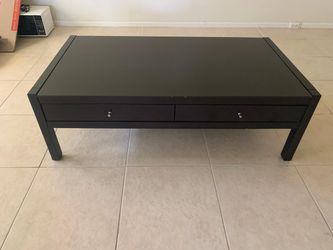 Dark Brown Coffee Table with Two Drawers
