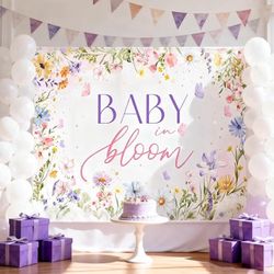 Baby in Bloom Spring Floral Baby Shower Background Banner