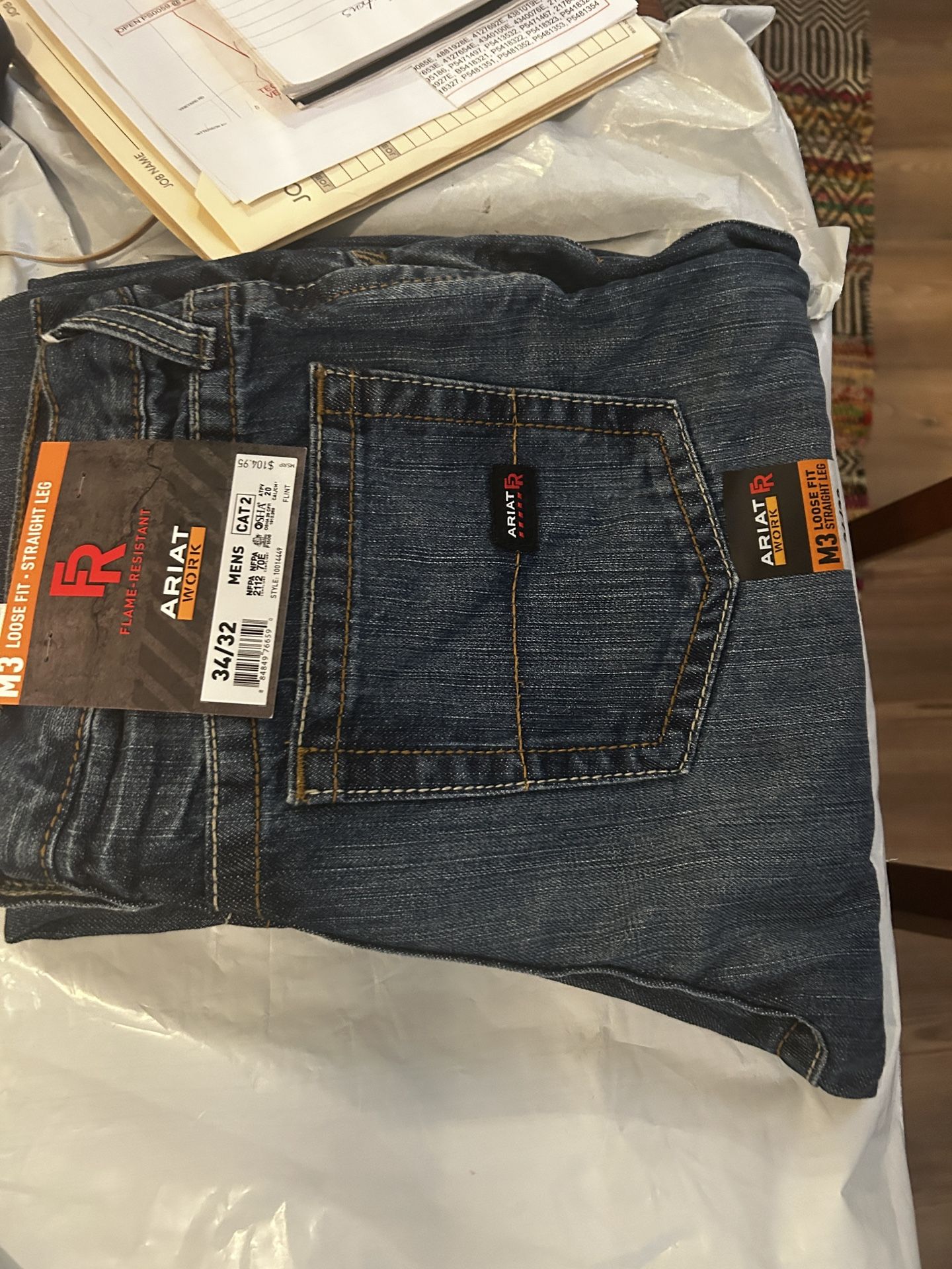 X2 M3 Ariat FR cat 2 Work Jeans 34/32 Loose Fit Straight Leg