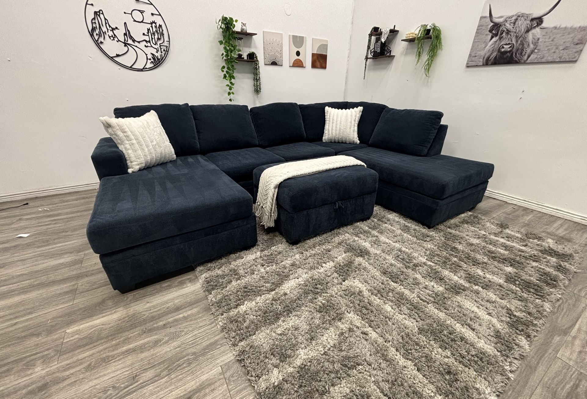 Navy Sectional Couch - Free Delivery
