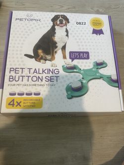 Petopix 4 Button Pet Talking Button Set Blue NIB