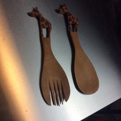 Wood Fork & Spoon, Giraffe?