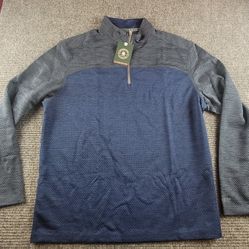 G.H. Bass Medium Heathered Blue Gray 1/4 Zip Stretch Wicking Sunblocking NWT