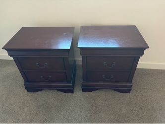 Matching Dark Wood Nightstands – Set of 2 with Drawers