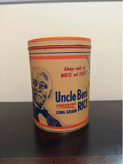 Vintage 1985 Metal Uncle Ben’s Rice Storage Advertising Tin Canister