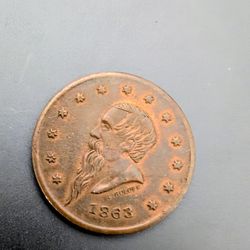 1863 Large Cent Civil War Store Card Patriotic 