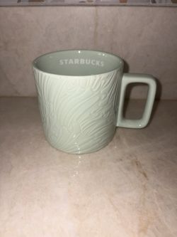 Starbucks Ceramic Mug Sage Green Embossed