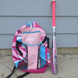 Rawlings Backpack And Rawlings Storm 25" T-Ball Bat