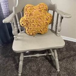 Sturdy Wooden Accent Chair with BOHO Pillow just $8