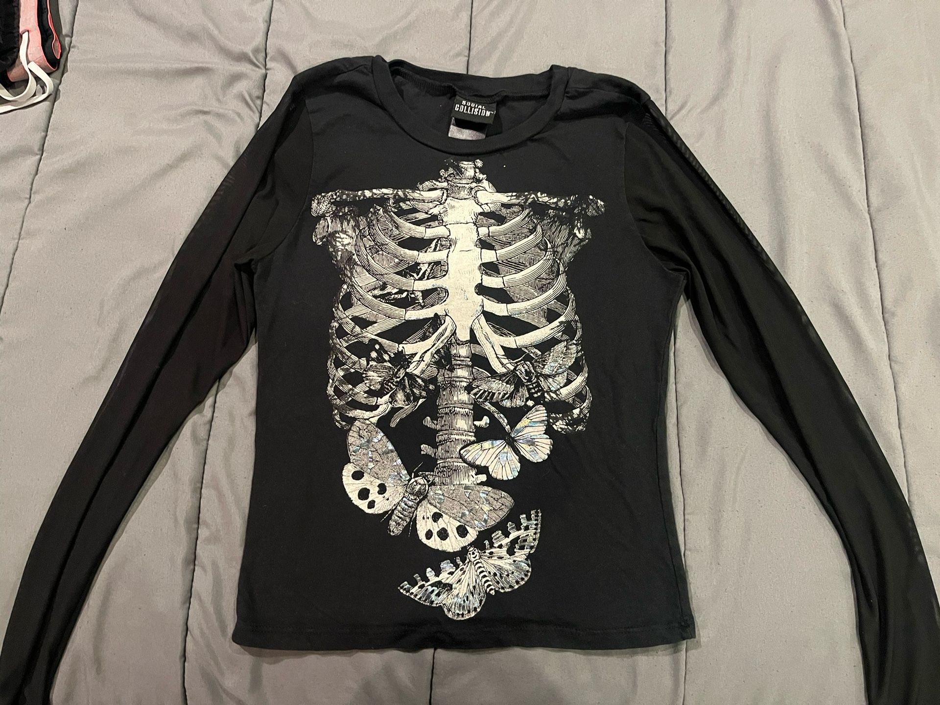 Social Collision Mesh Long Sleeve Shirt (worn once)