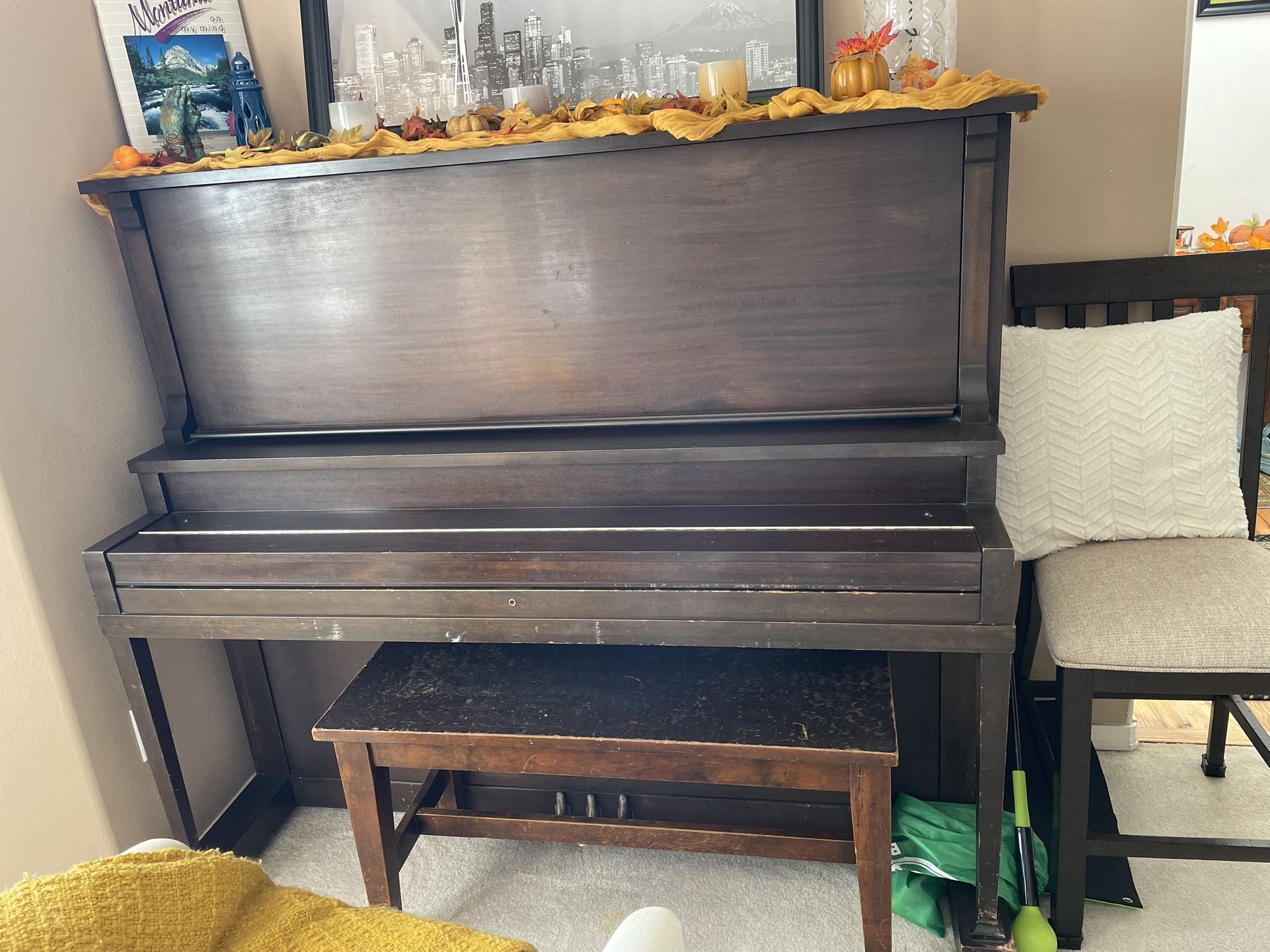 Upright Piano With Bench