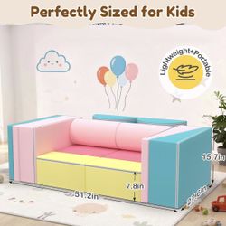 NEW IN BOX - BIERUM Kids Couch, 12PCS Modular Kids Play Sofa with Blanket