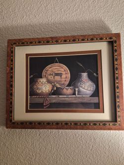 Framed Native American Pottery Still Life Print