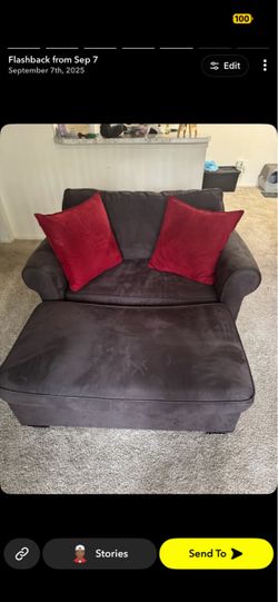 Dark Gray Oversized Chair with Ottoman
