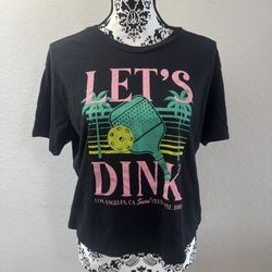 Rebellious One T-shirt Graphic Tee Crop Top Size L Large Black Let’s Dink