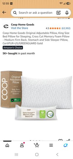 Coop Home Goods Original Adjustable Pillow, King Size Bed Pillow for Sleeping, Cross Cut Memory Foam Pillow - Medium Firm Back, Stomach and Side Sleep