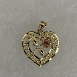 10k Real Gold Heart Pendant Charm 