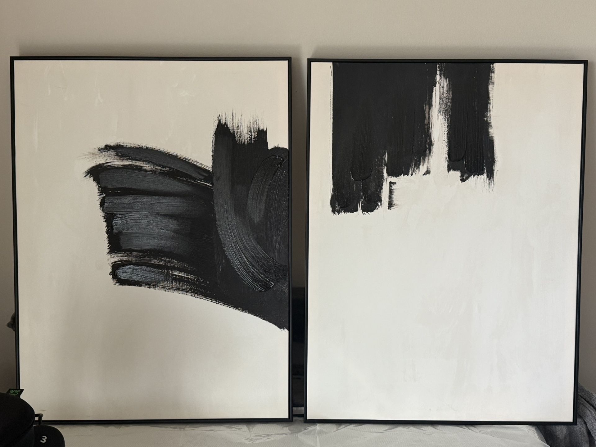 New Brush Strokes Framed Art Painting Canvas Set Of 2 wall art 32"H x 24"W x 2"D, 32"H x 24"W x 2"D