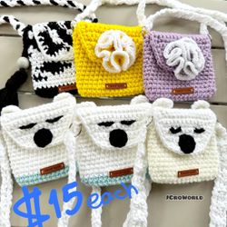 Crossbody For Girls. Crochet Bags. White Bear. JCroWorld 