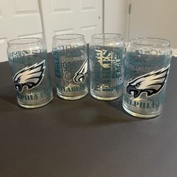 4 Philadelphia Eagles NFL Football 16oz Beer Glasses 